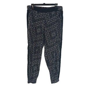 NYDJ Black Printed Jogger Pants Womens Size M Pull On Elastic Waist Tapered Leg